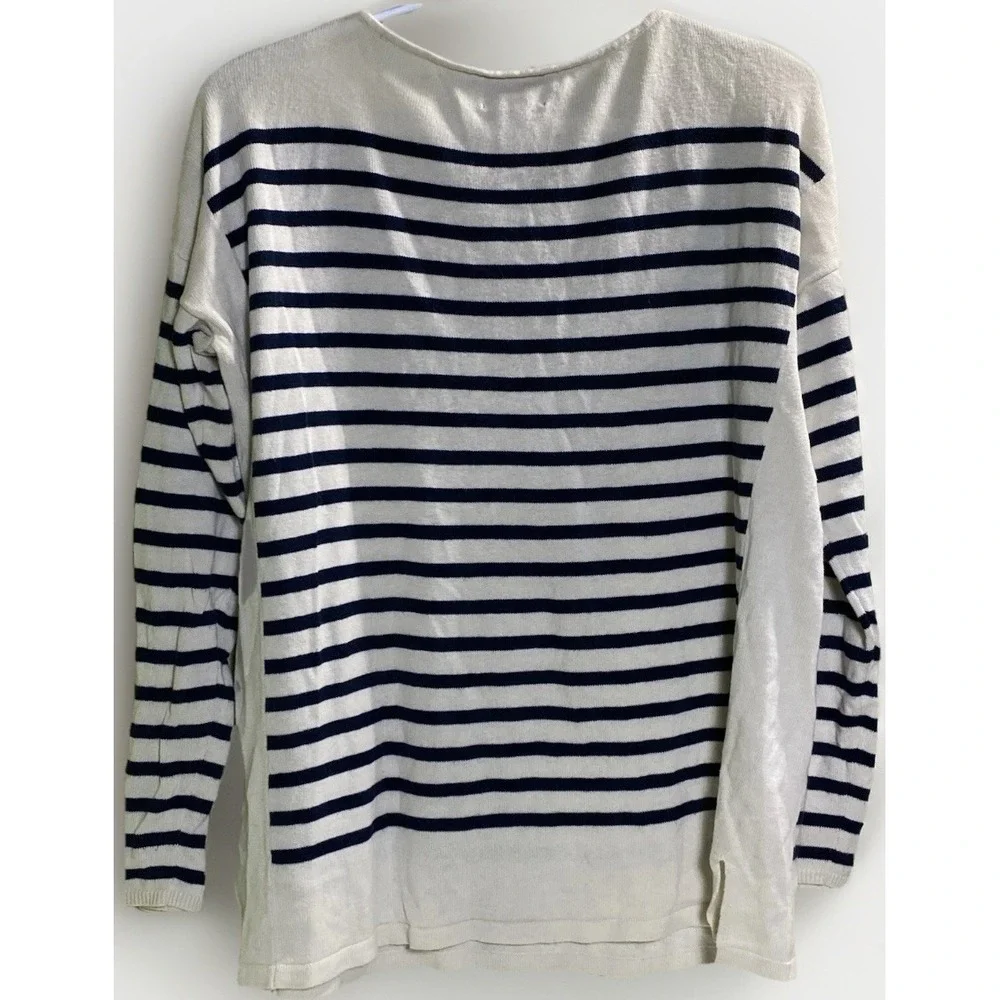Chaps by Ralph Lauren Women's Size L Long Sleeve sweater navy stripes Coastal - Picture 3 of 6